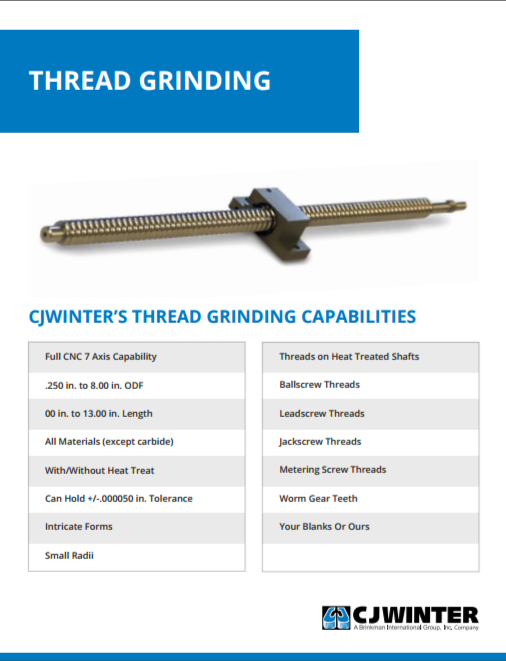 CJWinter Thread Grinding Capability Chart